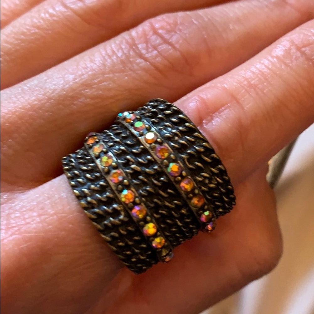 Rhinestone brass ring